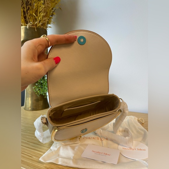 See by Chloe Women Cowhide Mara Chain Strap Evening Leather Bag Cement Beige - Picture 8 of 8